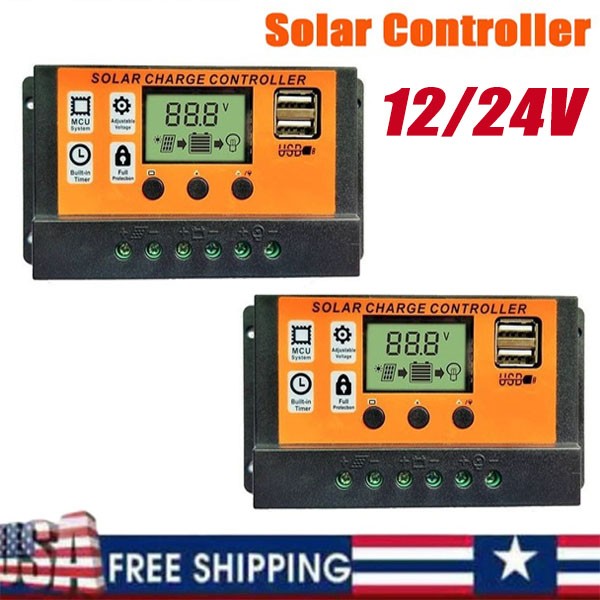 100A MPPT Solar Panel Regulator Charge Controller Auto Focus Tracking 12/24V US