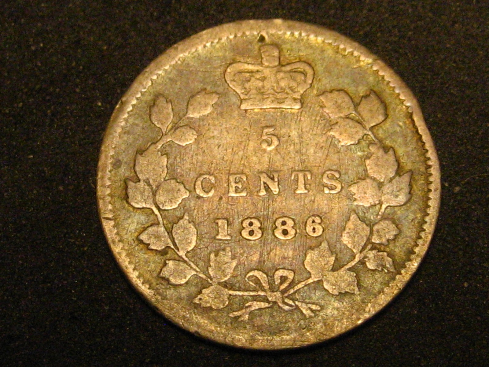 1886 Small 6 Canadian 5 Cent Silver