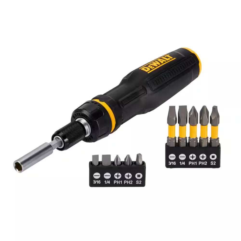 Max Fit Telescoping Ratcheting Multi-Bit Combination Screwdriver Set (10-Piece)