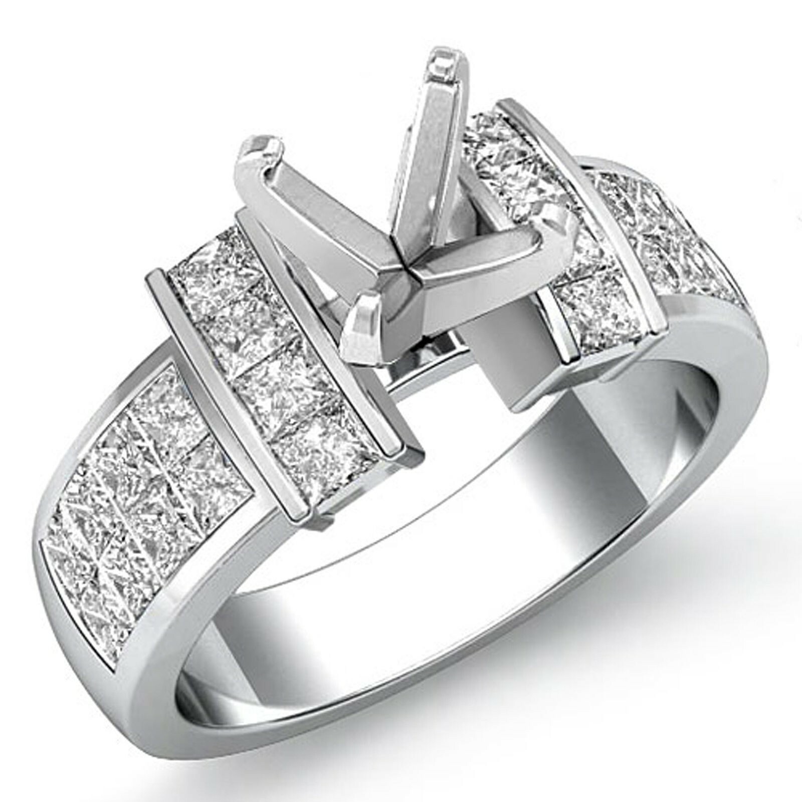 1.40Ct Princess Cut F VS1 Diamond Engagement Ring Setting Wedding Platinum 950