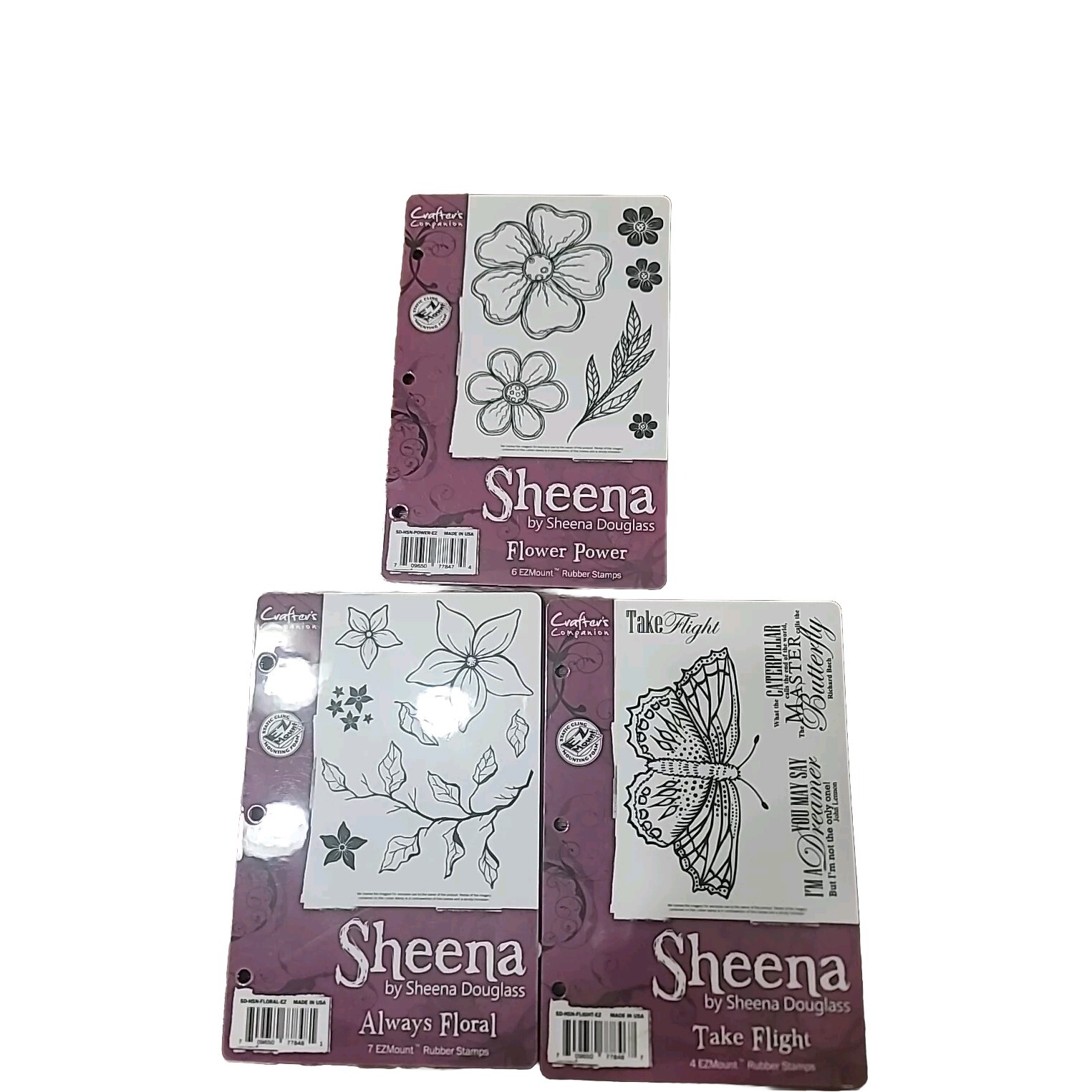 Sheena Douglass  Flower Power Floral Butterfly 17 EZ Mount Rubber Stamps