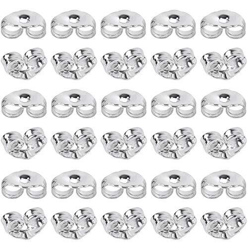 30pcs/15 Pairs 925 Sterling Silver Earring Backs Replacement Secure Ear Locking