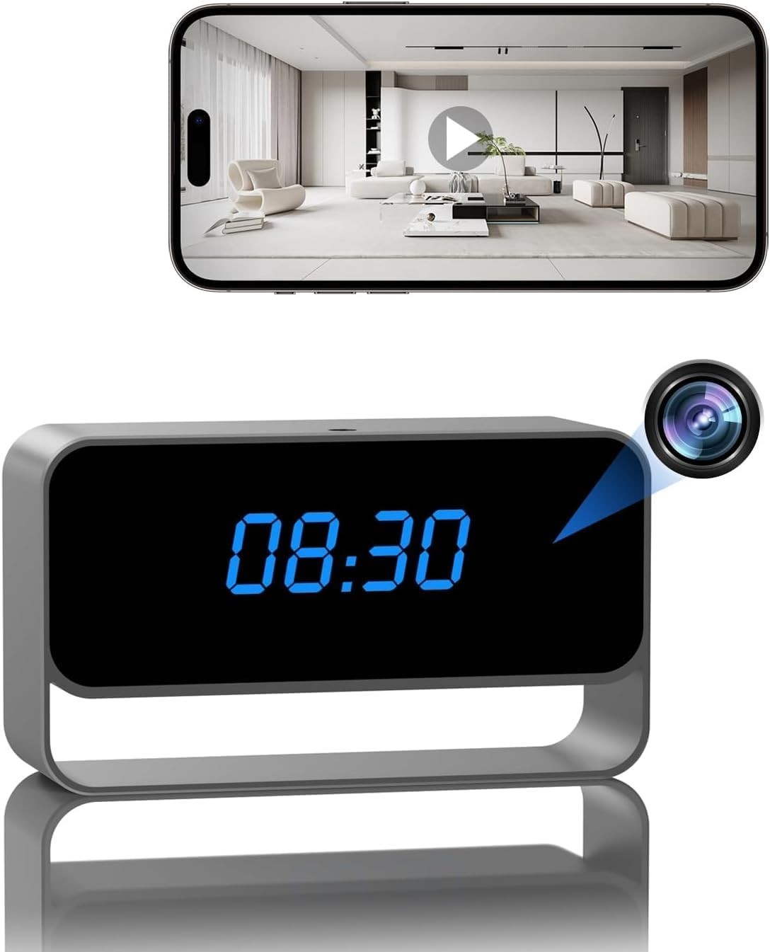 Camara Espia Oculta Reloj Despertador Seguridad 1080P Detector Movimiento NUEVO