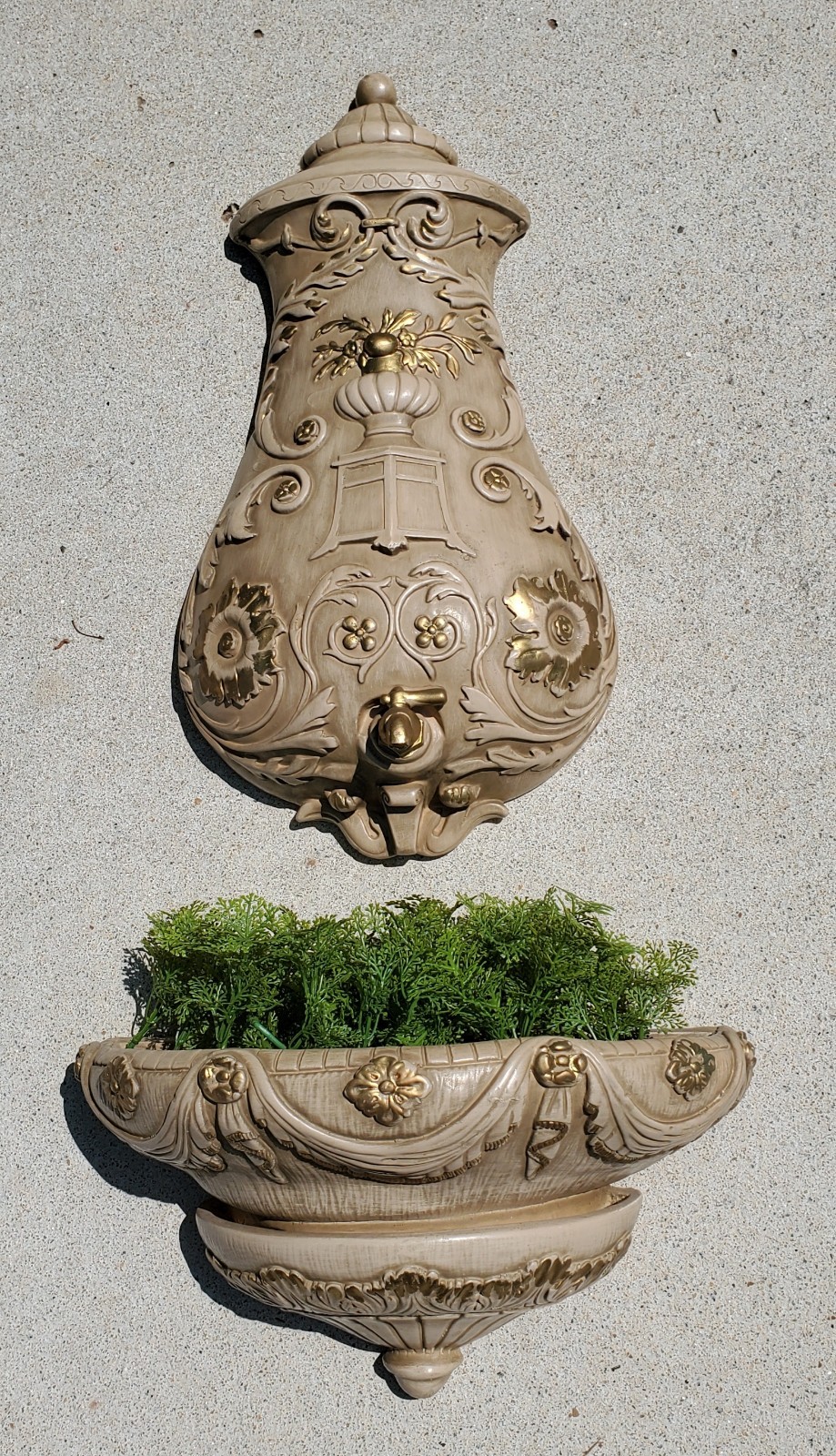 1965 New Art Studio Ceramic/Plaster Faux Wall Fountain Planter