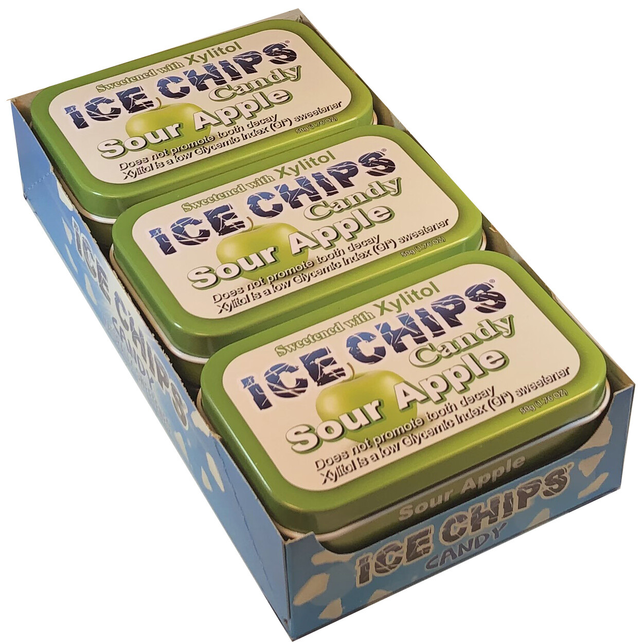 ICE CHIPS Xylitol Candy 6 Tins (Sour Apple)