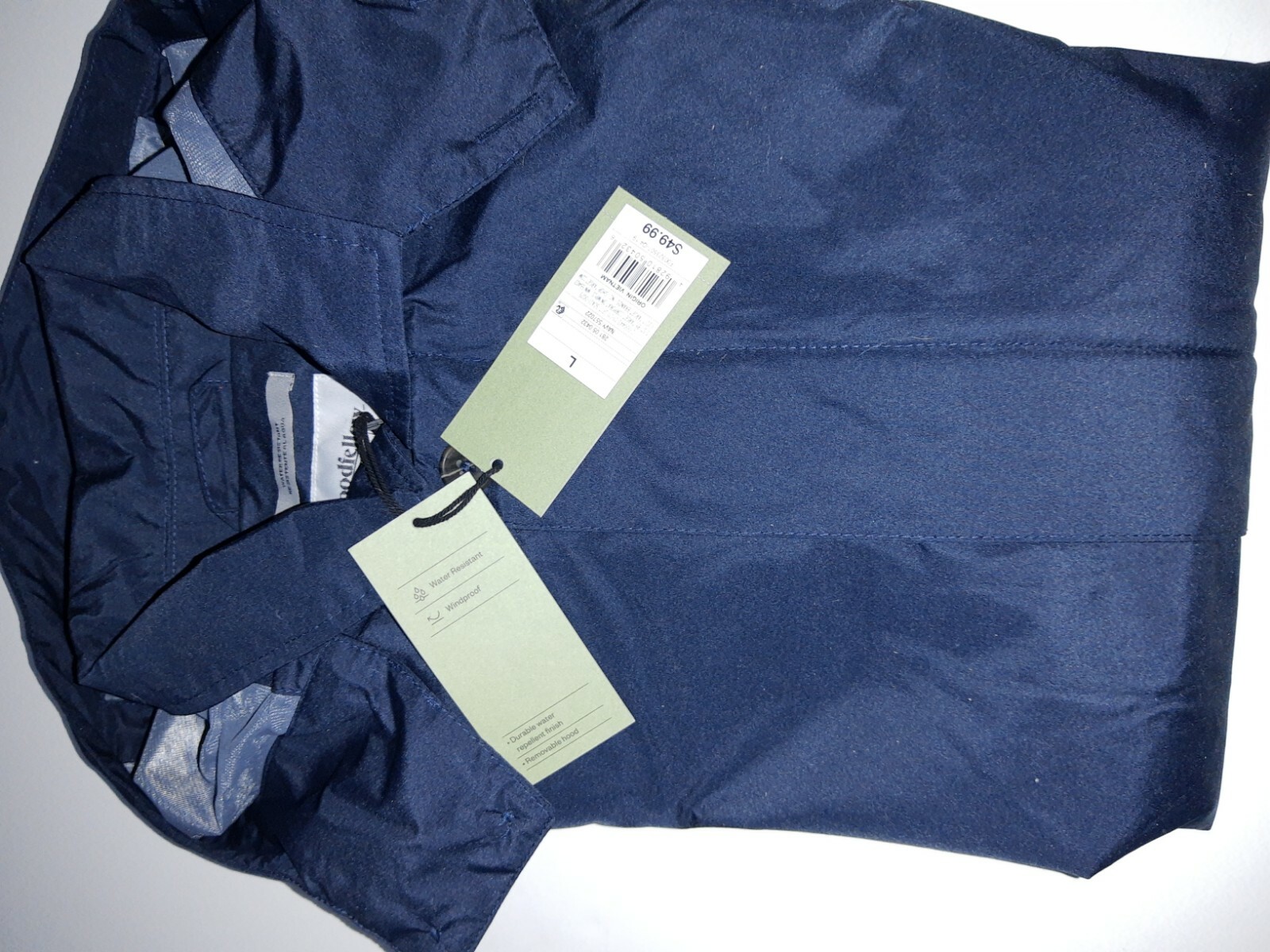 Goodfellow navy rain resistant windproof hooded jacket.