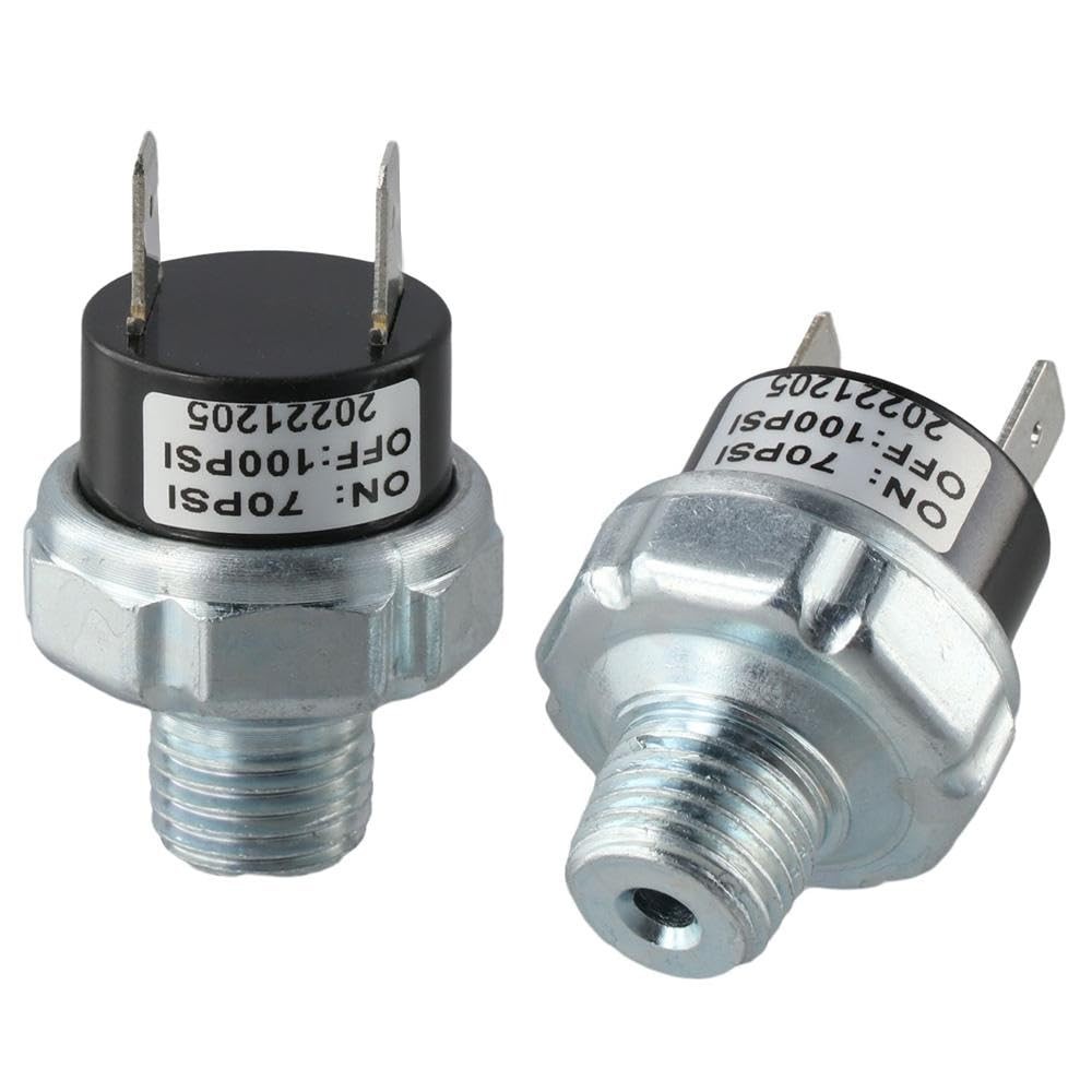 2Pcs Air Pressure Switch 1/4"-18 NPT Pressure Controller 70-100 PSI Low Press