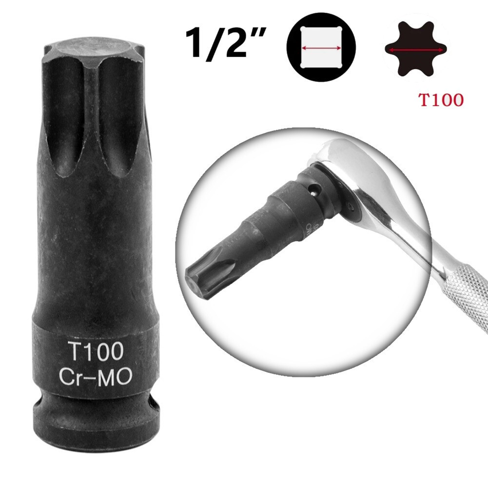 T100 Torx 6 Point Socket Adapter Set 1/2”Drive Impact Bit Socket Adapter Tool