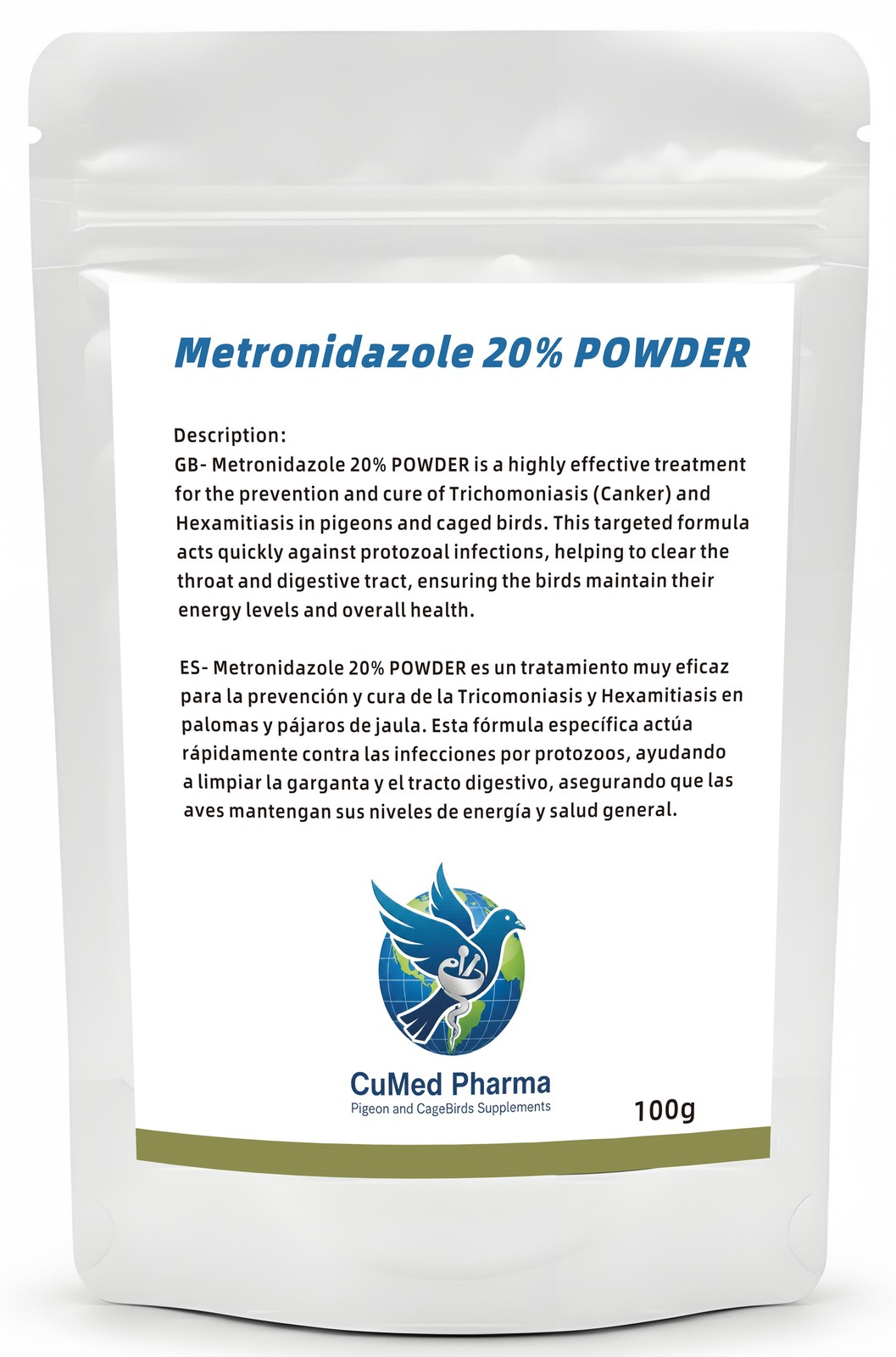Canker 20% POWDER 100g - Trichomoniasis - Hexamitiasis - CuMed Pharma