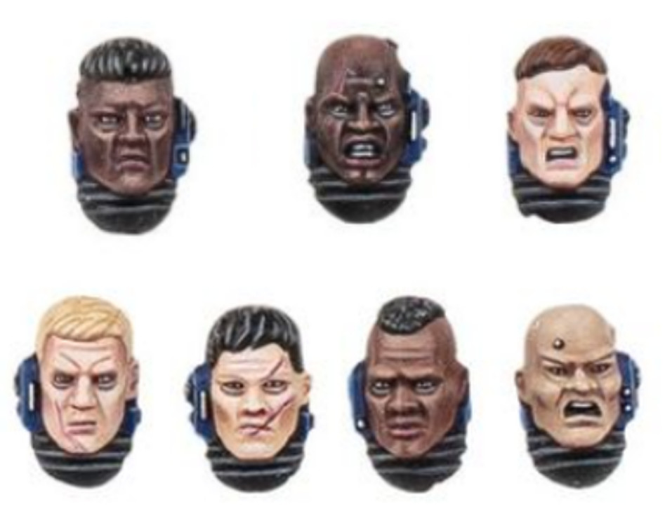 Space Marines Bare Heads x7 - Ultramarines Upgrades -  Warhammer 40K