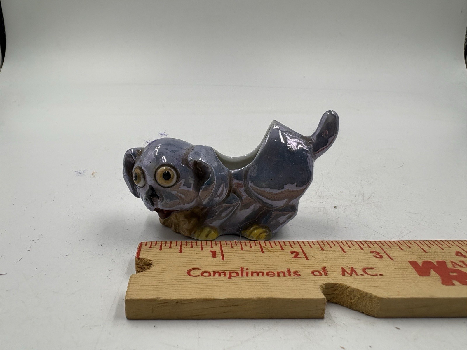 Vintage Blue Lusterware Puppy Planter Or Pincushion Made In Germany