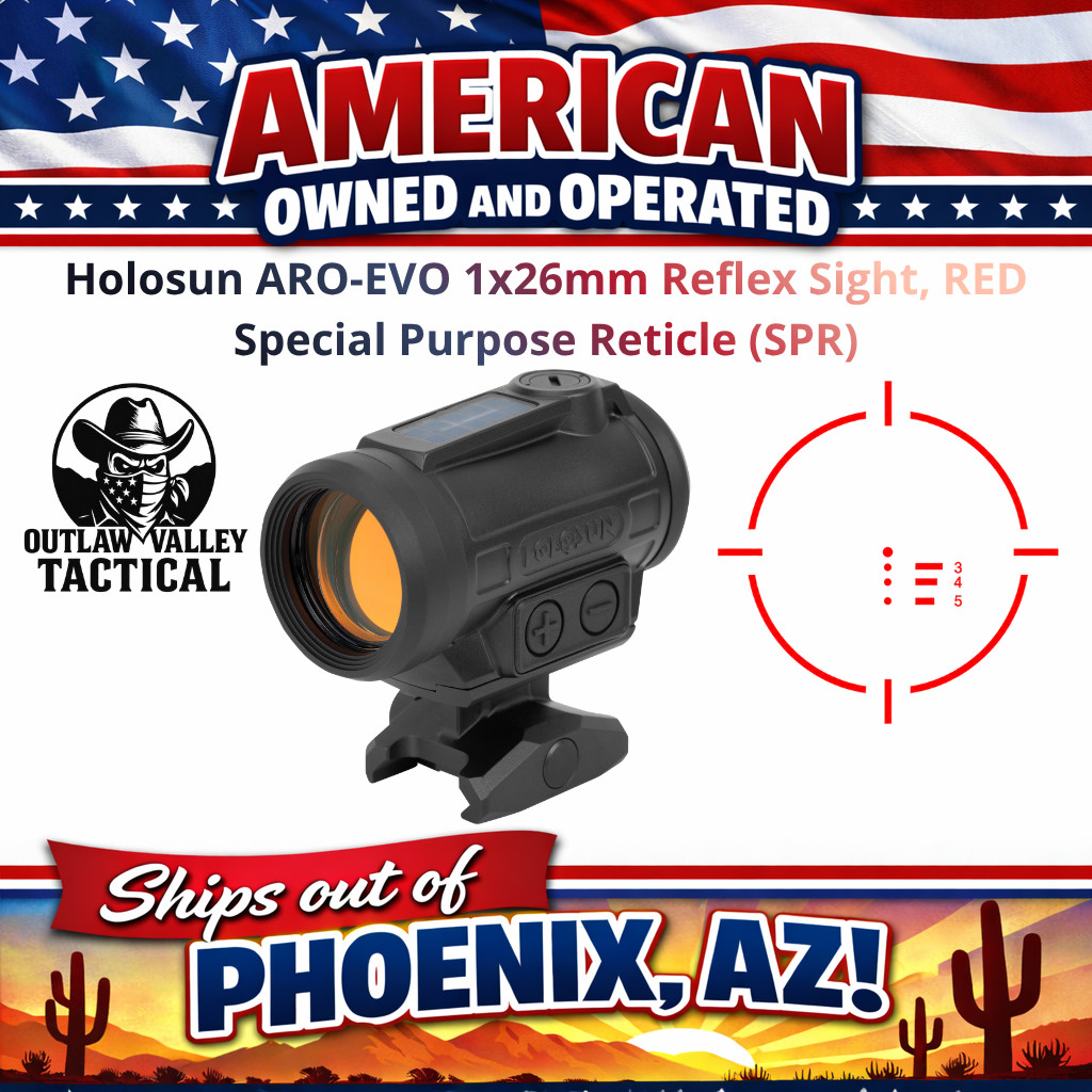 Holosun ARO-EVO 1x26mm Reflex Sight, RED Special Purpose Reticle (SPR)