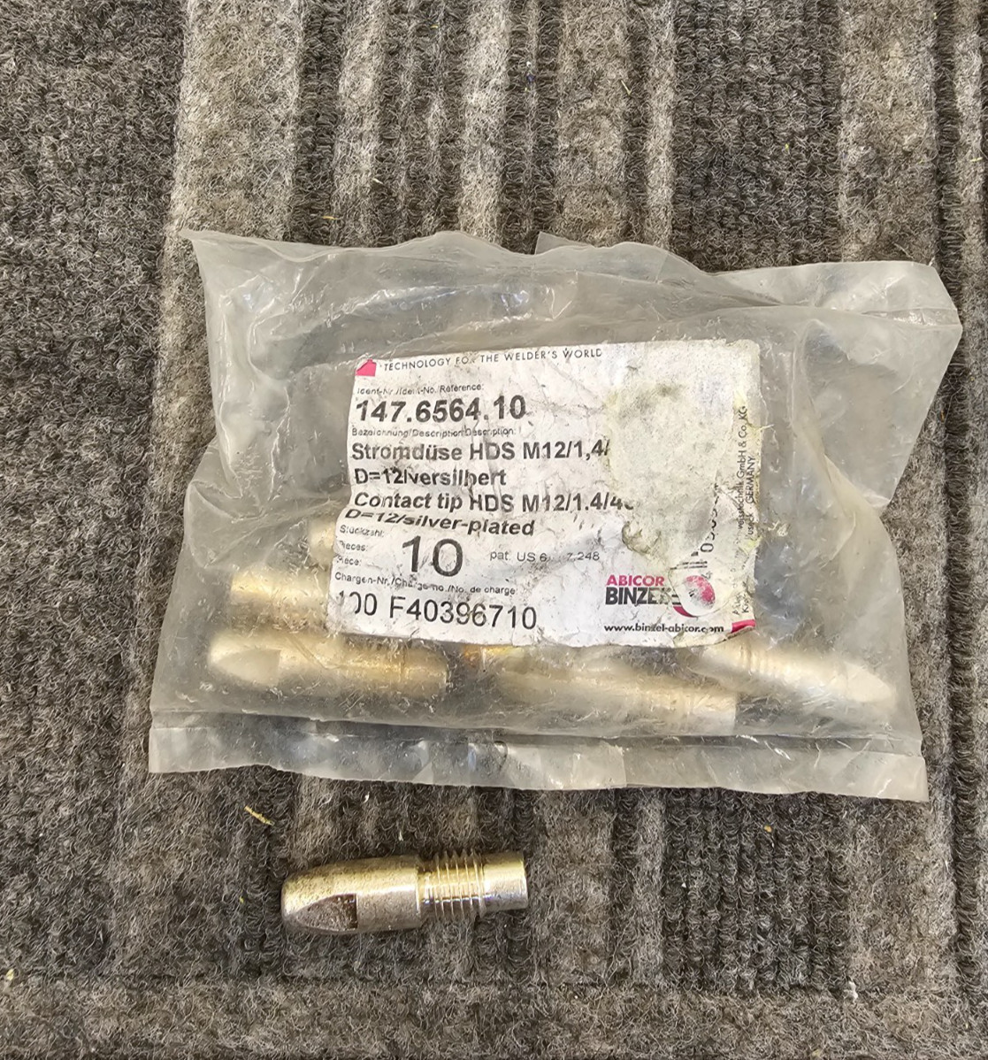 (QTY 10) Abicor Binzel 147.6564.10: HDS Silver Plated Contact Tip M12/1,4