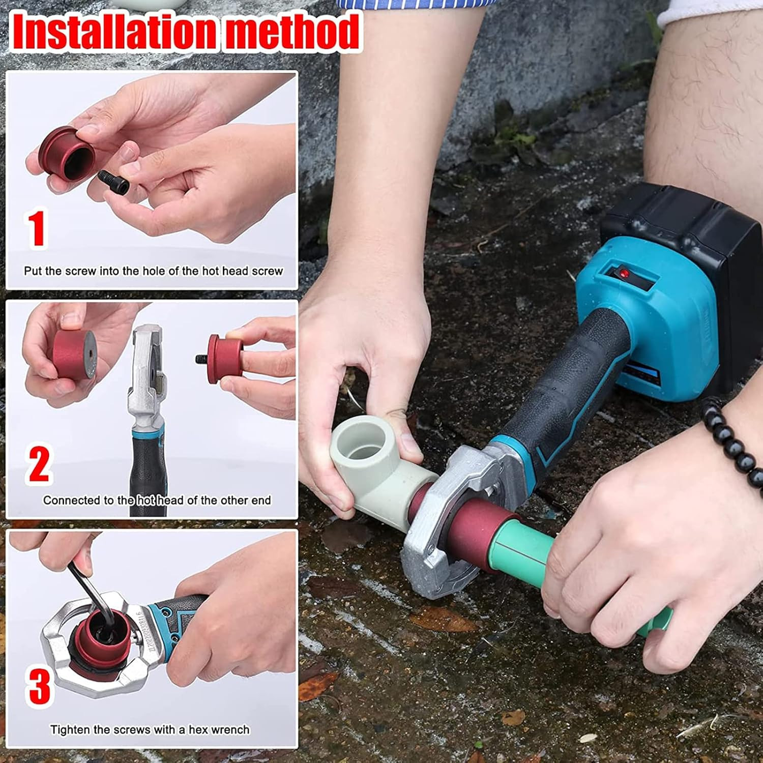 Plastic Water Pipe Welder, Cordless Handheld Socket Fusions Welder Kit, Recharge