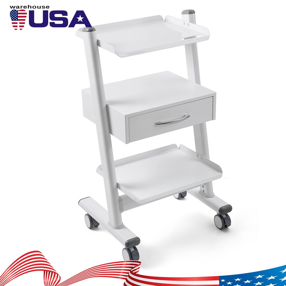 3  Layer Dental Trolley Mobile Instrument Cart Medical Tool Cart with Socket