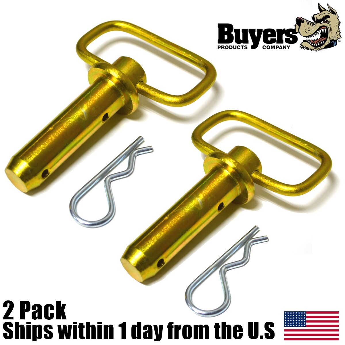 (2) 1" Hitch Pins w HairPin Cotter Fits Western UniMount Snow Plows