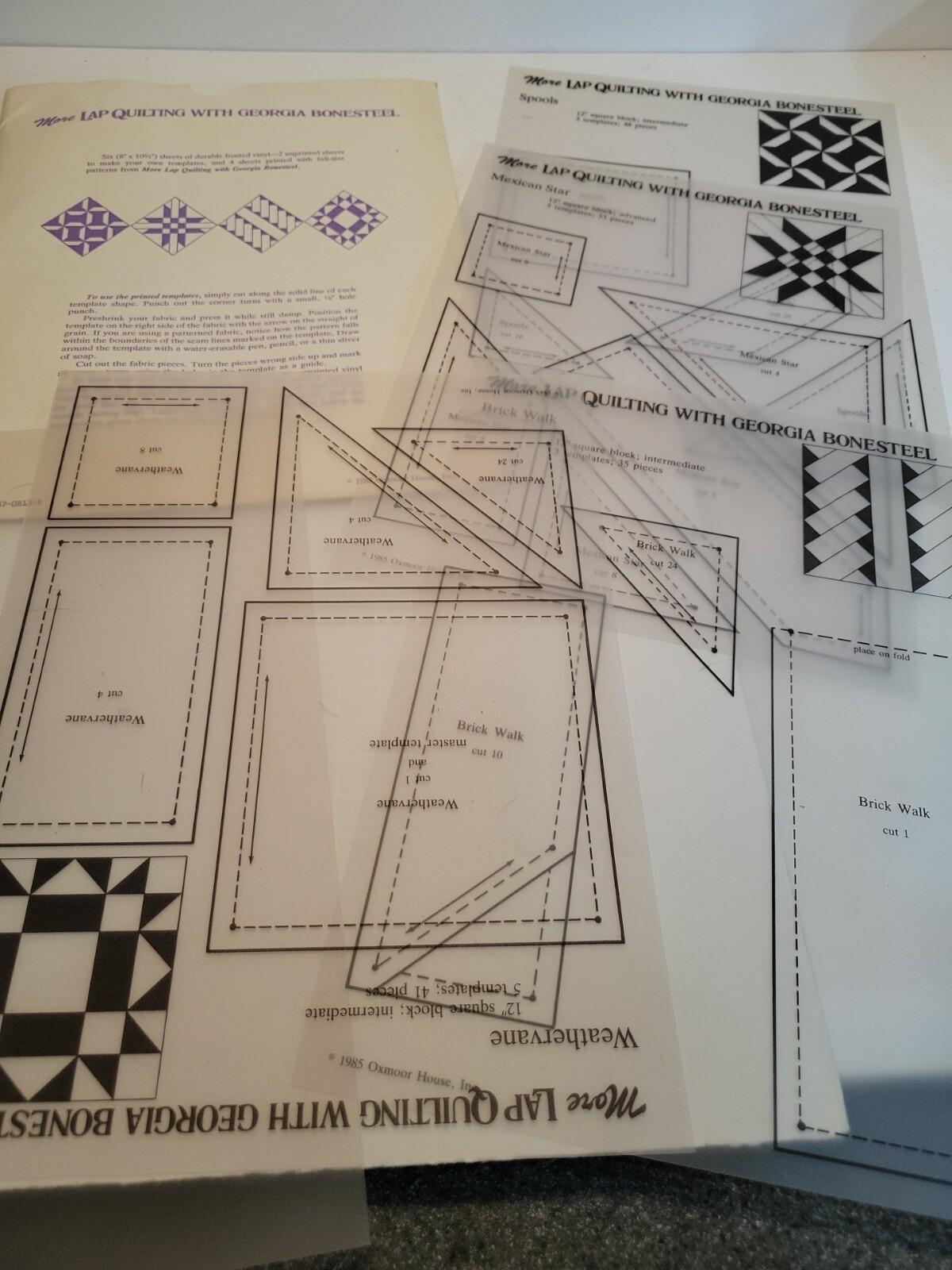 More Lap Quilting w/Georgia Bonesteel 1985 printed 4 templates And 2 Blank Sheet