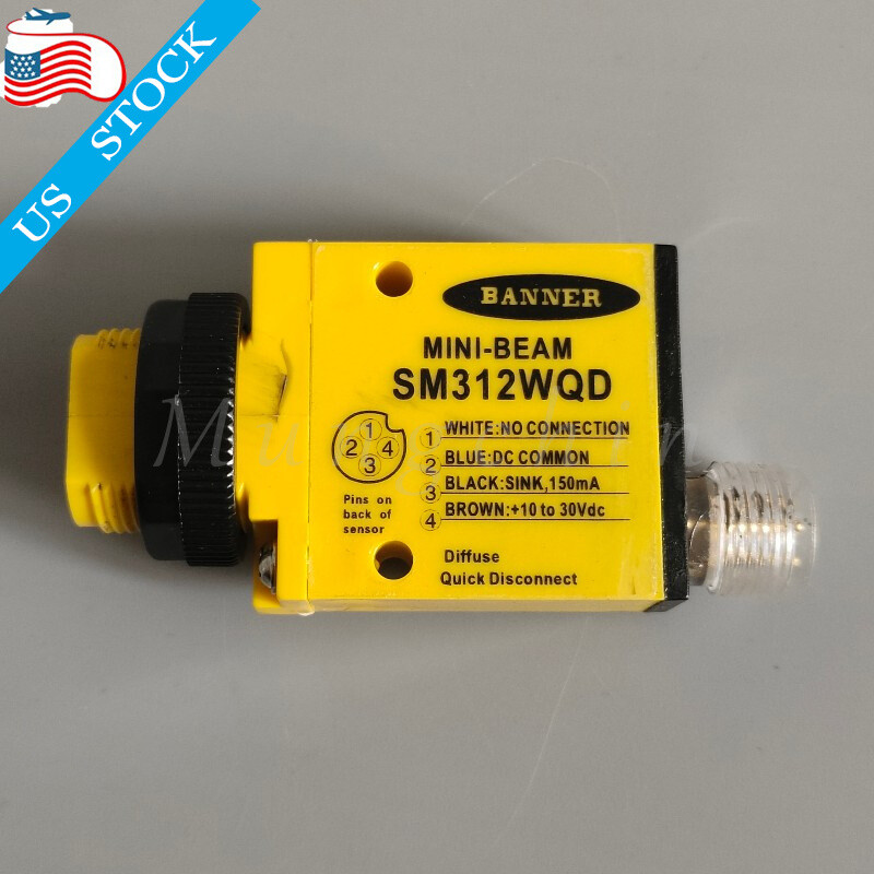 New in Box For Banner SM312WQD Photoelectric Sensor 4PIN 10-30VDC 1500mm