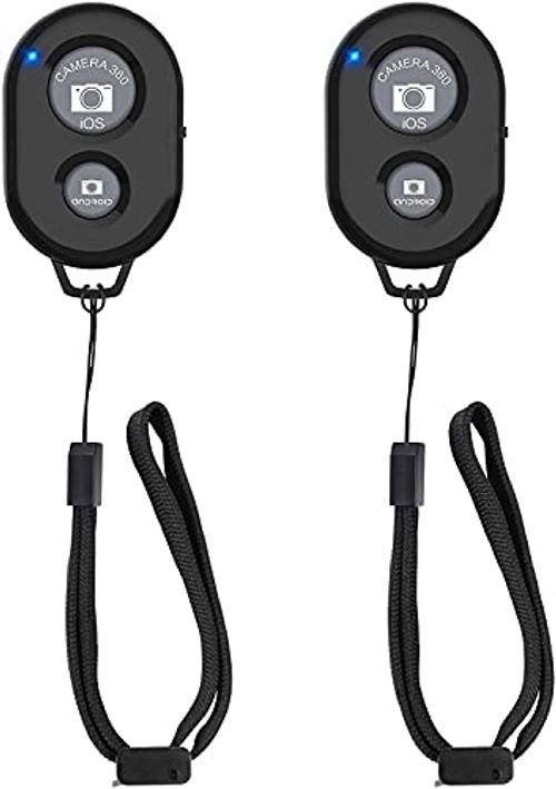 Wireless Camera Remote Shutter for Smartphones (2 Pack), Wireless Black+Black
