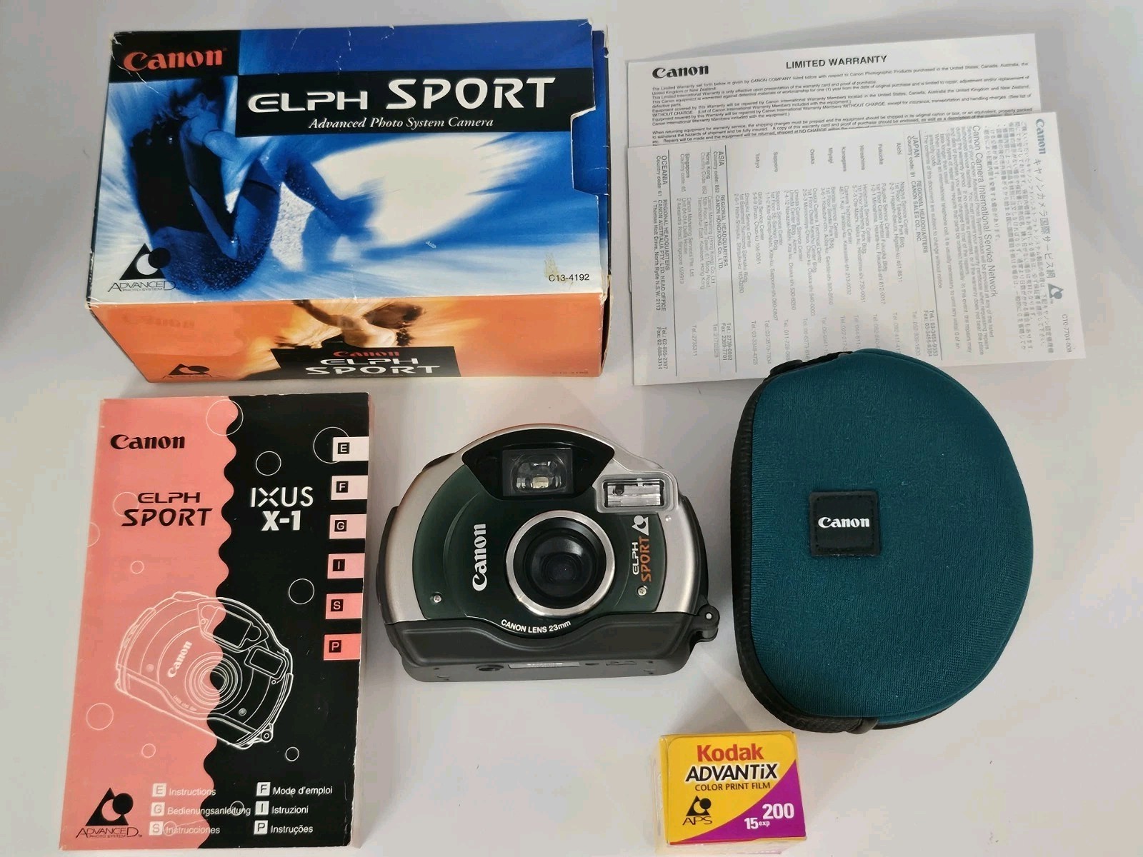 Vintage Canon Elph Sport APS Point Shoot Film Camera Original Box