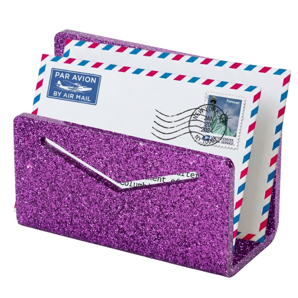 Purple Glitter Acrylic Organizer | Cute Purple Desk
