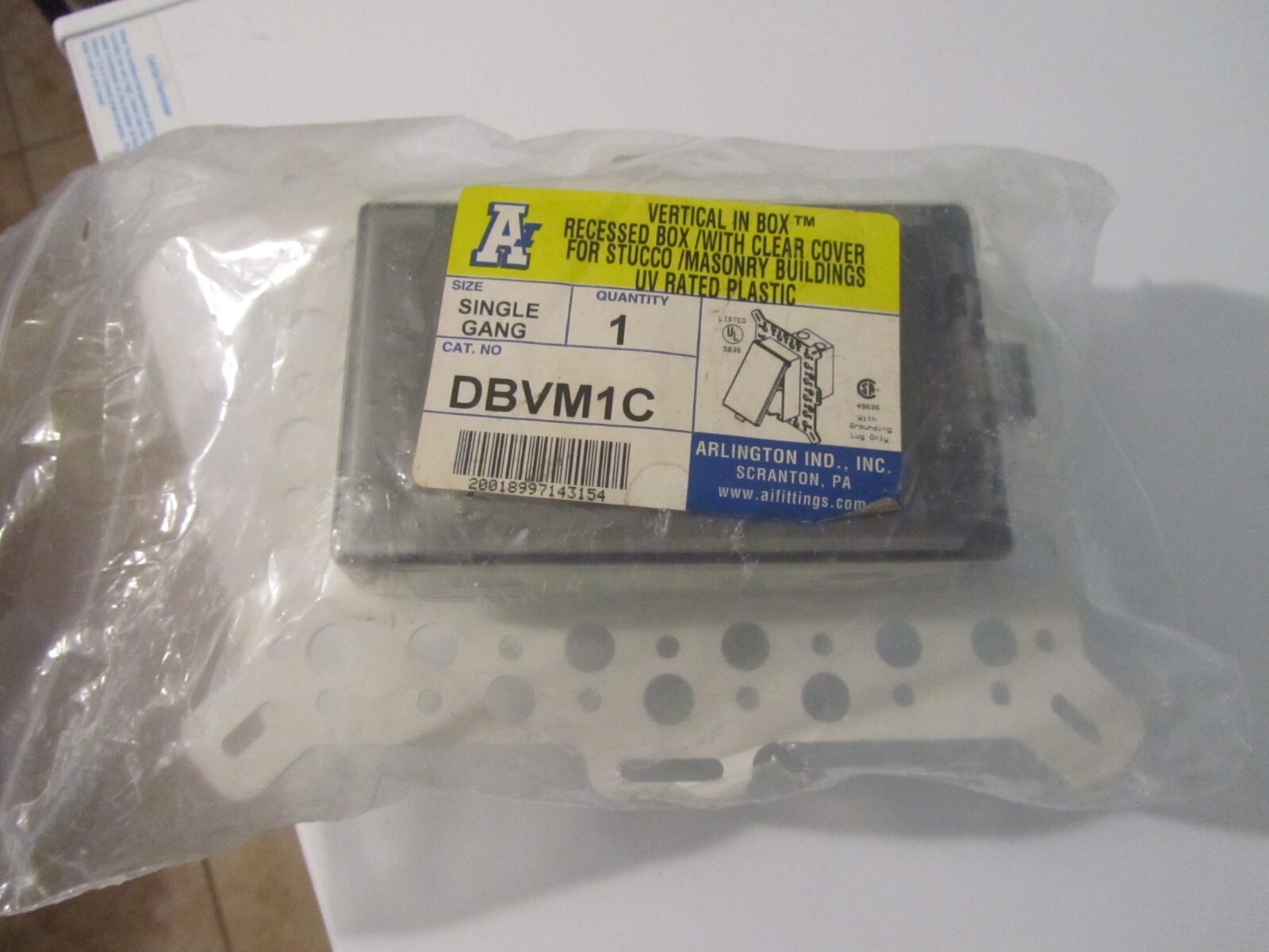 D444 AI Recessed Box, Clear Cover, Stucco/Masonry DBVMIC, New Open Box