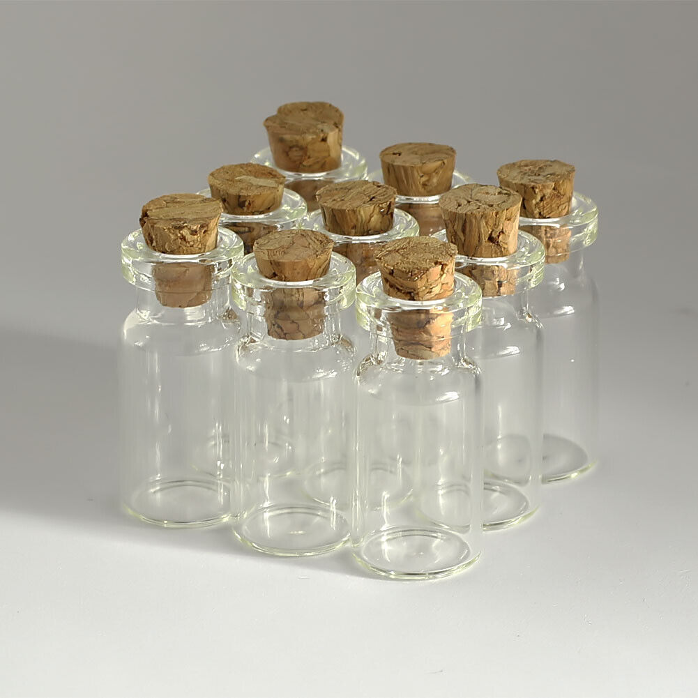 50-200 pieces Bottle Glass bottles Tiny Wholesale Small 14x30mm Cork bottle 2ml