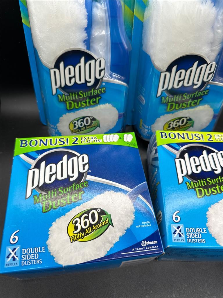 New Pledge Multi Surface Duster & Refills 16 Double Sided Dusters w/ 2 Handles