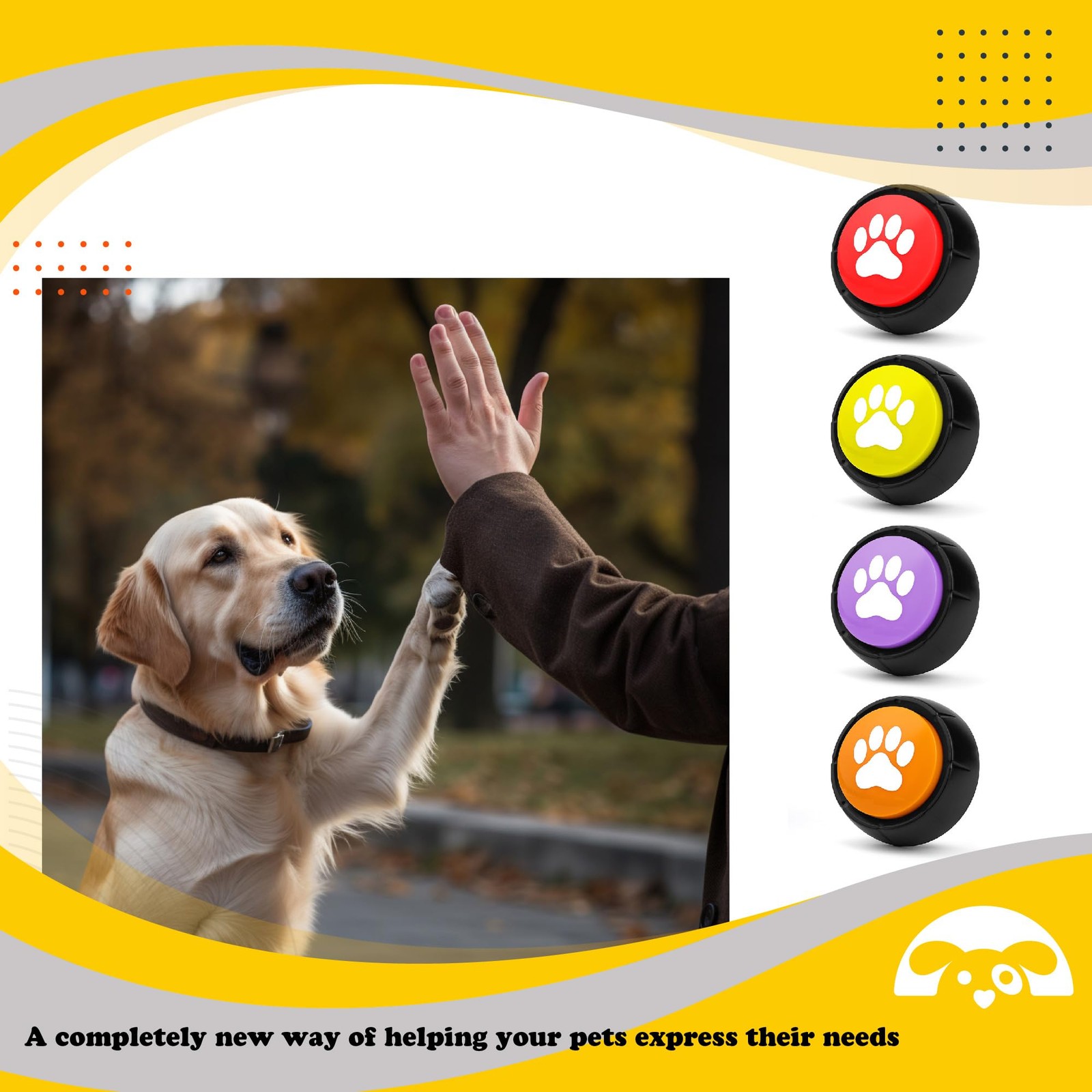 PetnBeyond Dog Talking Buttons - Communication Starter Pack, 4 PCS Dog Traini...