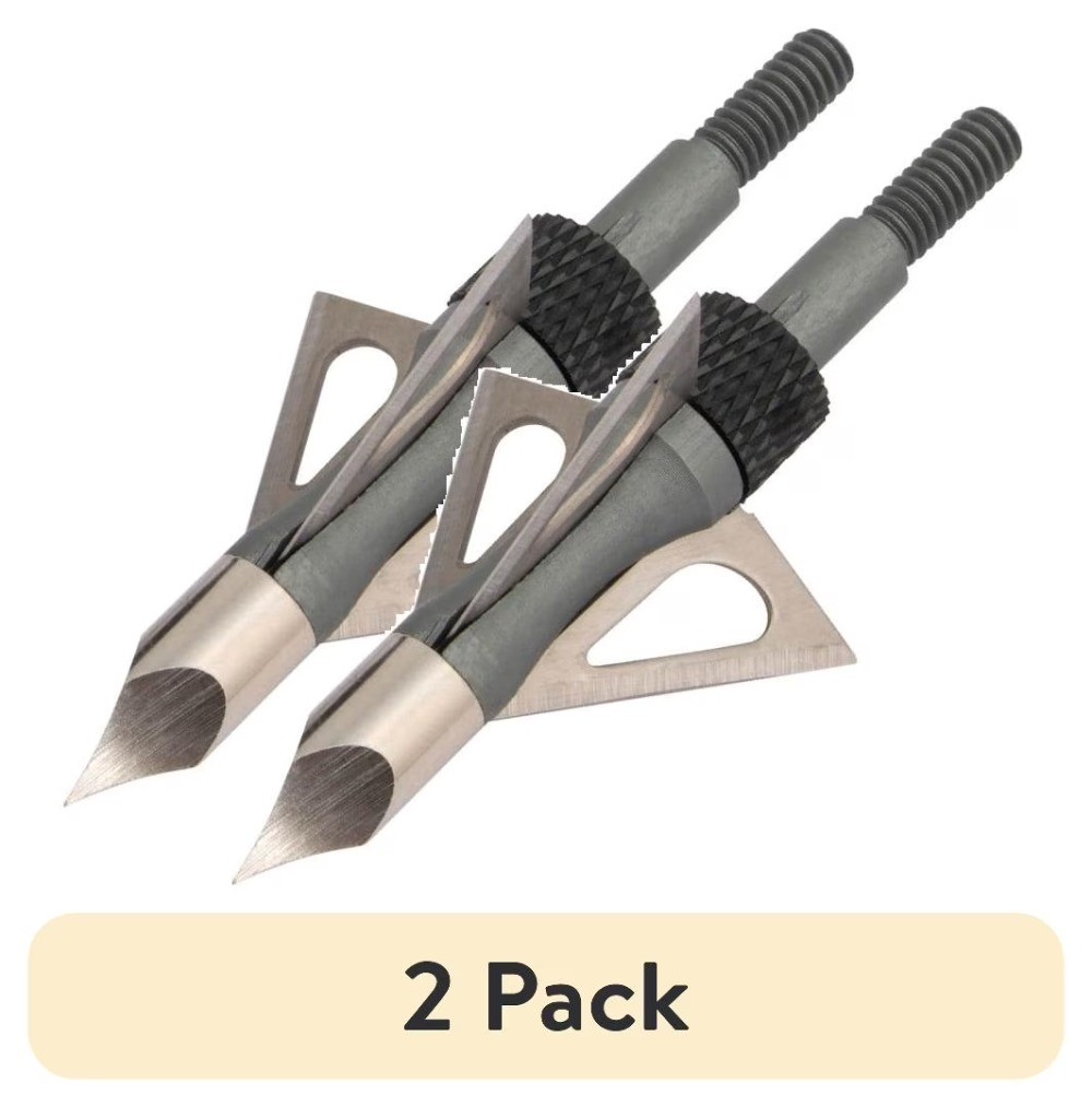 (2 pack) PowerPoint Archery Broadheads, 3-pack, 100-Grains, Black