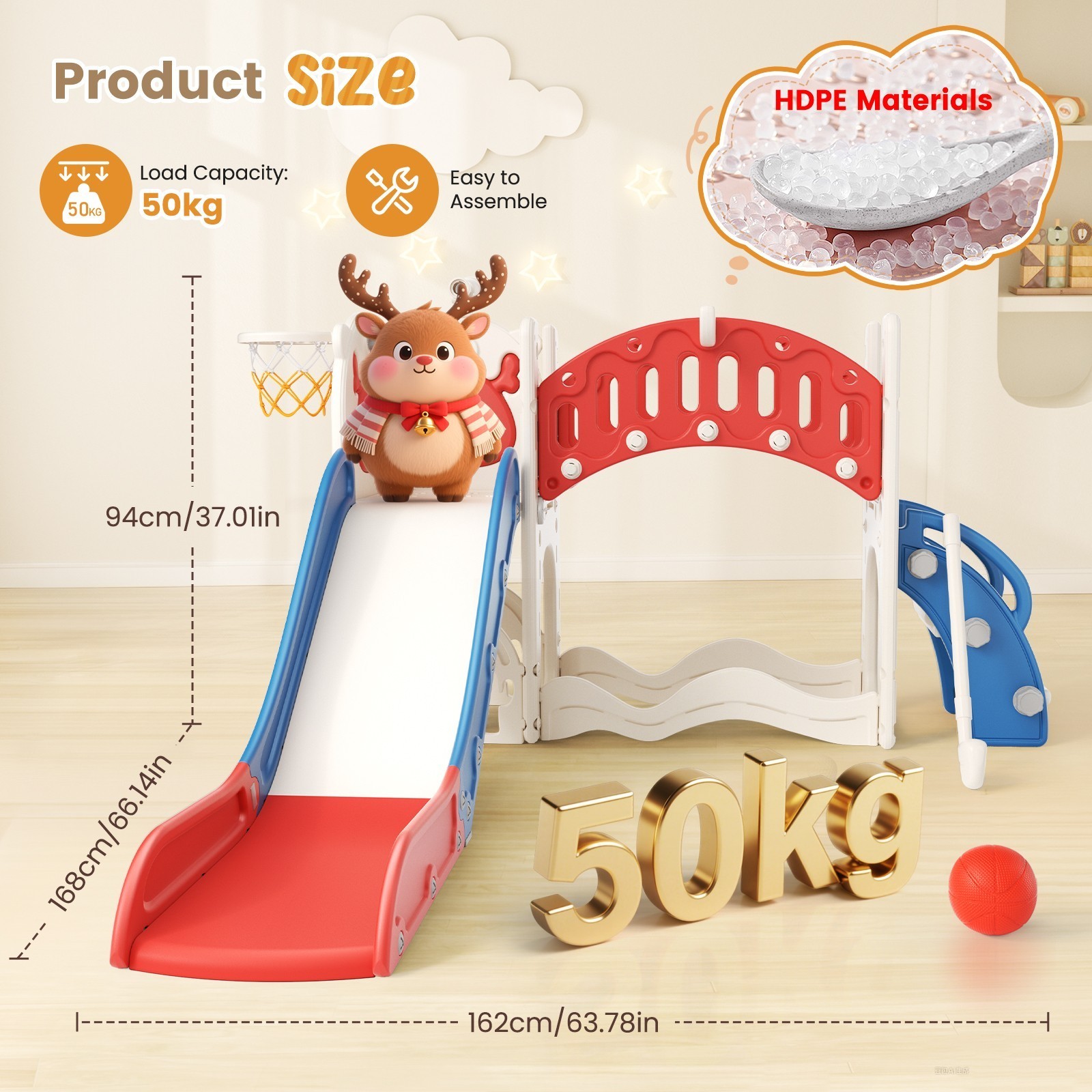10 in1 Toddler Slide, Kids Slide with Climber Playset, Indoor Outdoor Playground