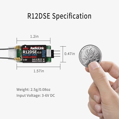 R12DSE 2.4Ghz 12 Channels Micro RC Receiver SBUS/PPM Voltage Telemetry Long