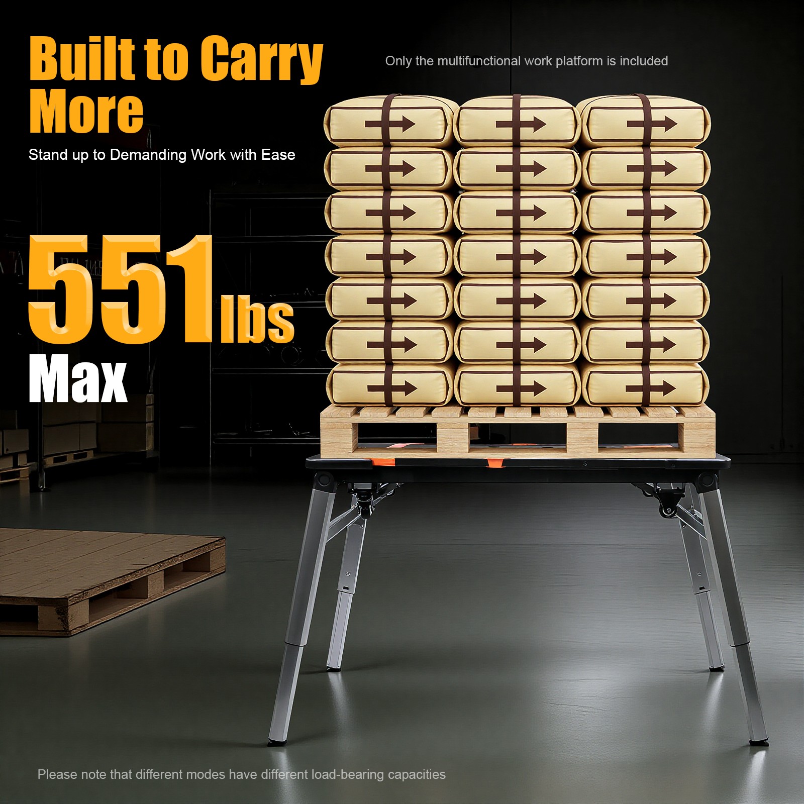 7-in-1 Workbench Portable Folding Sawhorse Work Table 550lbs Load Capacity