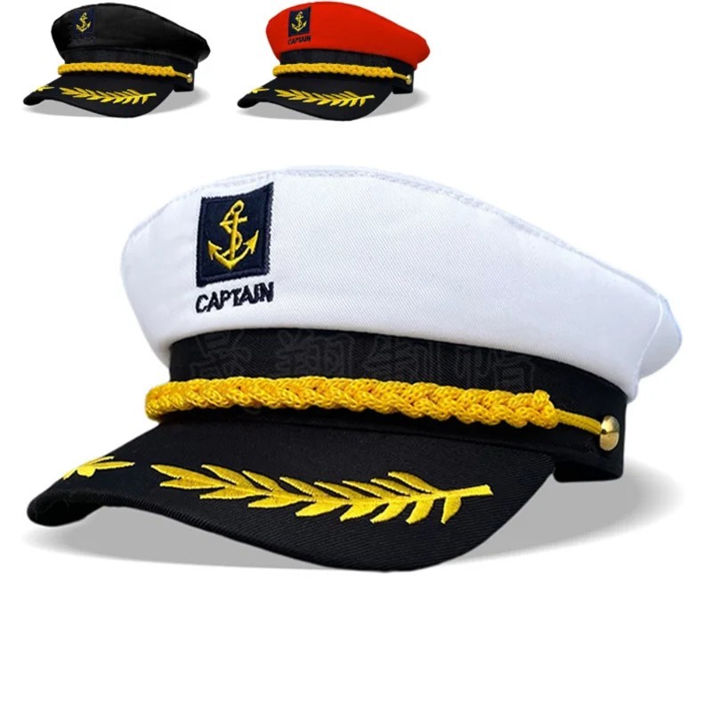 Adult Navy Captain Hat Yacht Sailor Skipper Ship Costume Hat Adjustable - Unisex