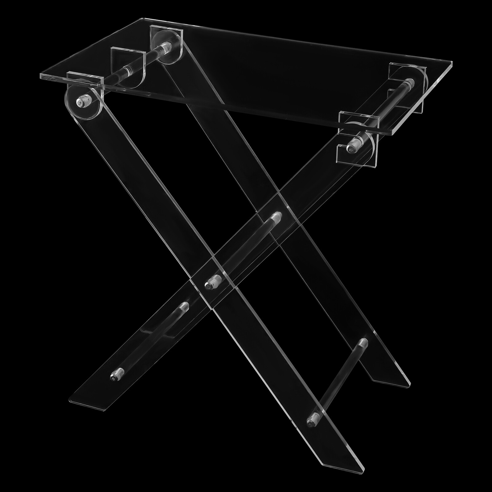 50cm/19.69in Folding Table Multifunctional Portable Acrylic Table X-Shaped Clear