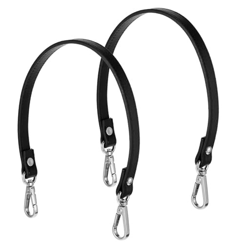 2 PCS Black Leather Purse Strap Replacement, 15.7 Inch Short PU Leather Purse