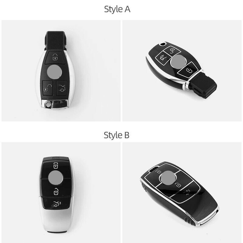 For Mercedes Benz C E 3 Button Remote Key Fob Cover Case Shell TPU Protector