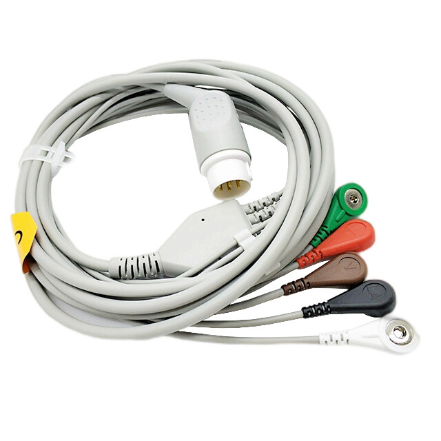 8pin 5Lead AHA ECG Patient Cable,Snap Electrode Connector for Philips/HP Monitor