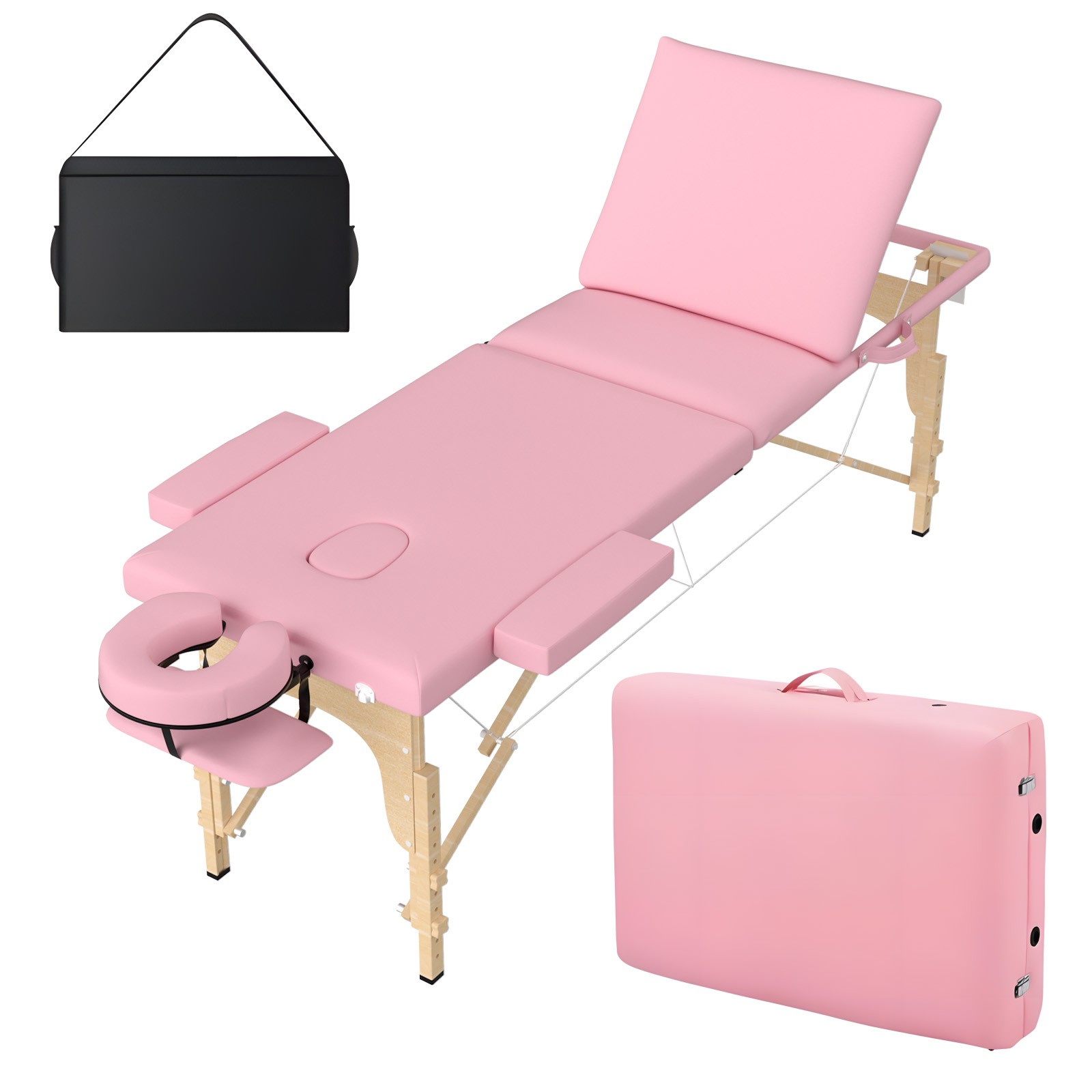 Portable Tattoo Bed with Beech Wood Frame and 84 Inch Length for Client Comfort