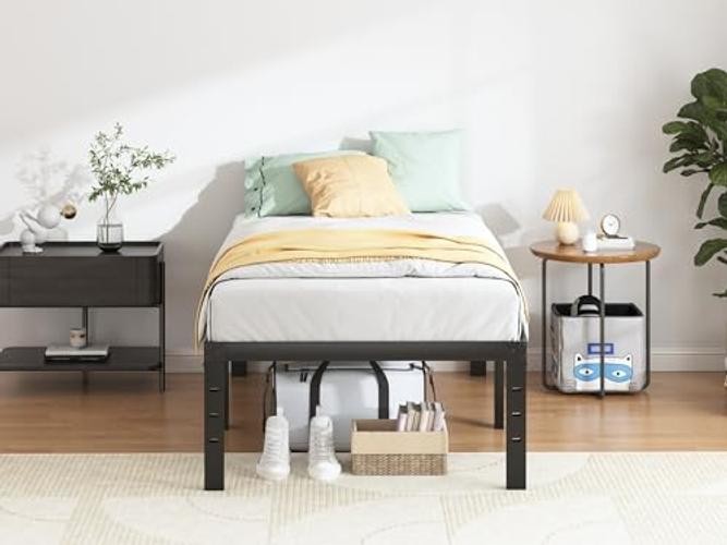 Bed Frame - 18 in Sturdy Platform Bed Frame Size, Heavy Duty Twin 18 INCH