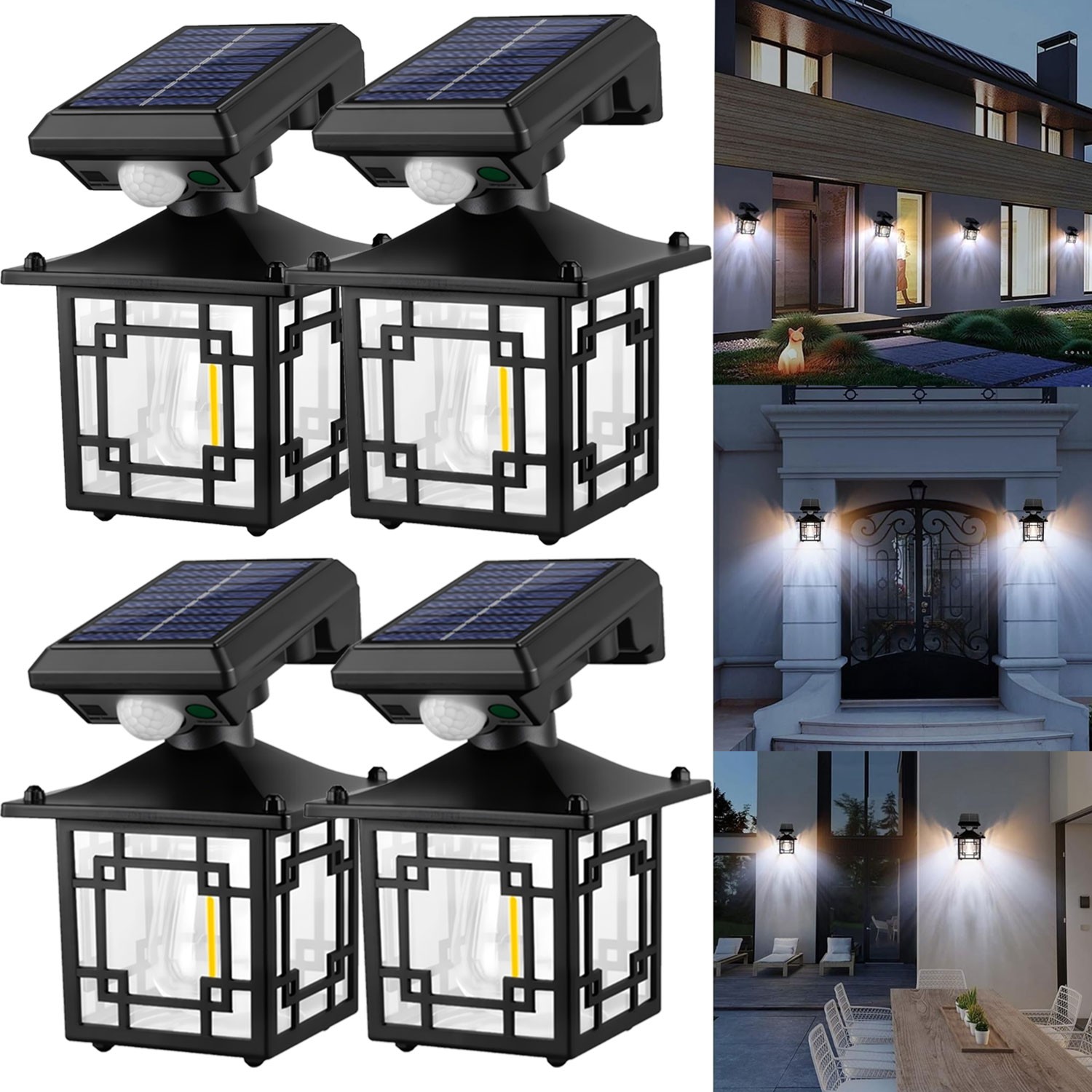 1-4PCS Outdoor Solar Motion Sensor Lantern Light Wall Yard Garden Security Lamp