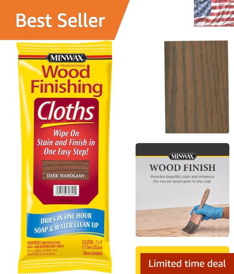 User-Friendly Dark Mahogany Wood Finish Cloths - 8 Piece Pack, Matte Style