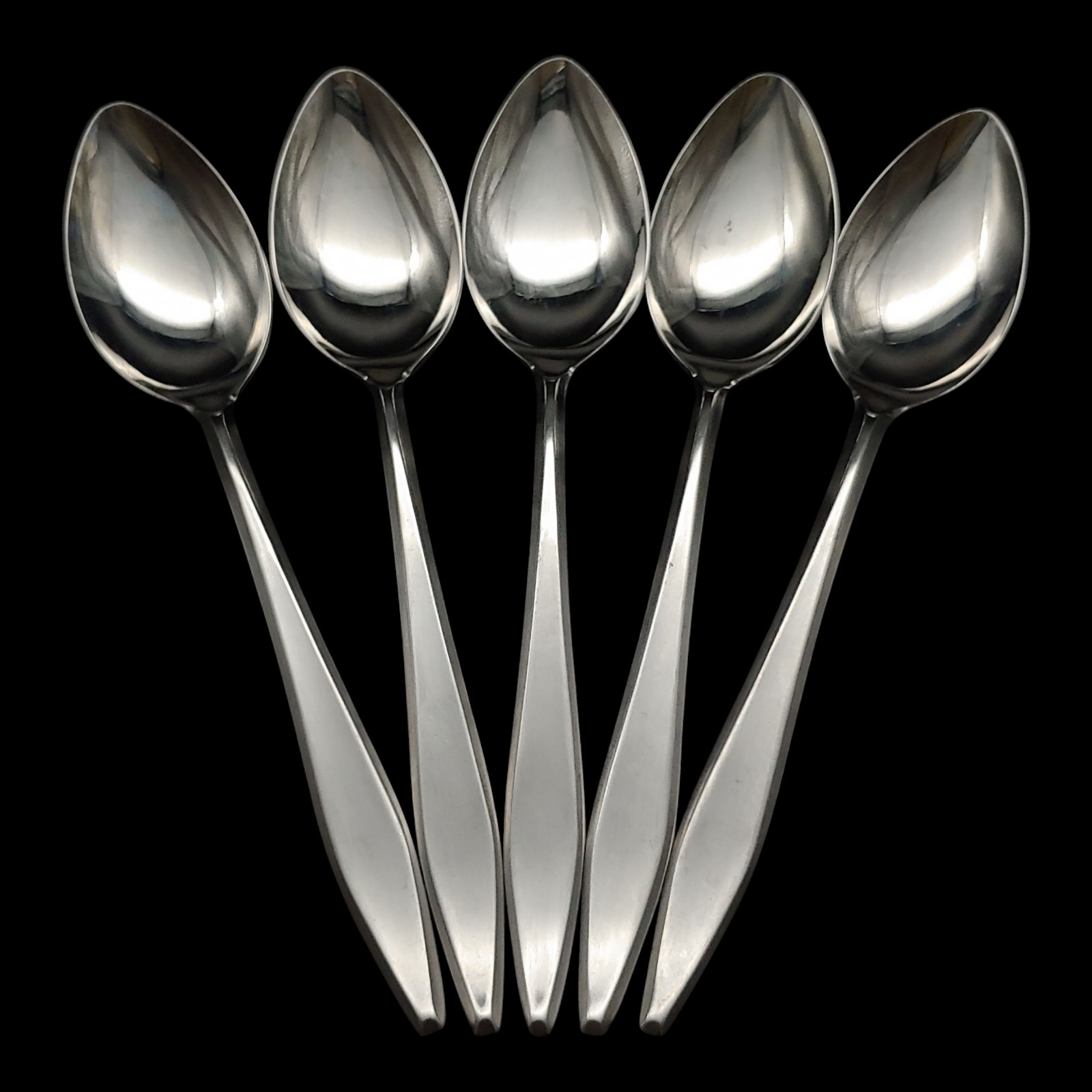 5 Montgomery Ward Lynn Soup Spoons - 7 1/4" vtg Stainless Steel Japan