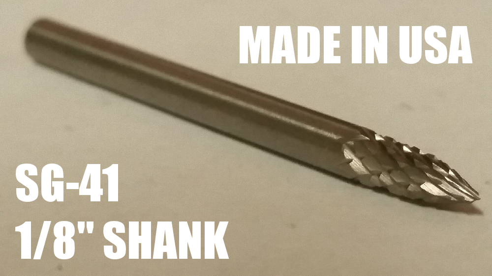 SG41D Tree Shape SOLID Carbide Burr Bur Cutting Tool Die Grinder Bit 1/8"