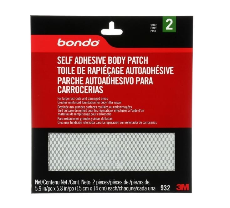 3M Bondo 932 SELF ADHESIVE PATCH Metal Mesh 2 Patches 5.9"x5.8"
