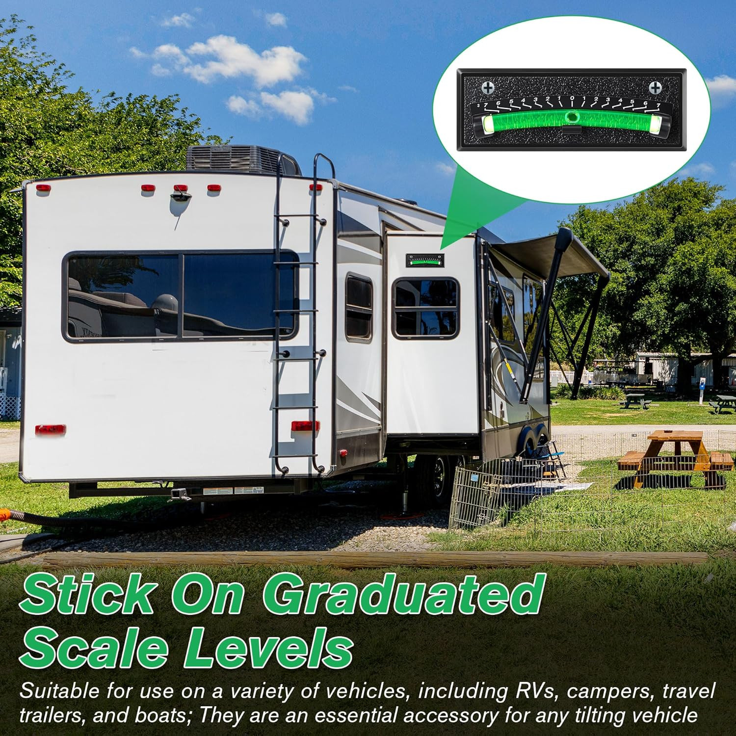 4 Pack RV Level Bubble, Graduated Scale Levels for Precision Leveling, Stick on