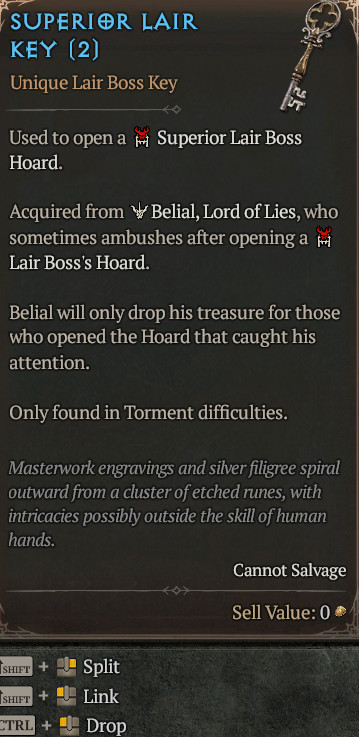 3000x Superior Lair Key Diablo 4 Season 14 S14