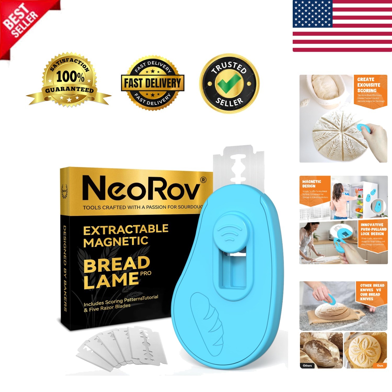 Extractable & Magnetic Bread Lame Dough Scoring Tool - Professional Sourdough...