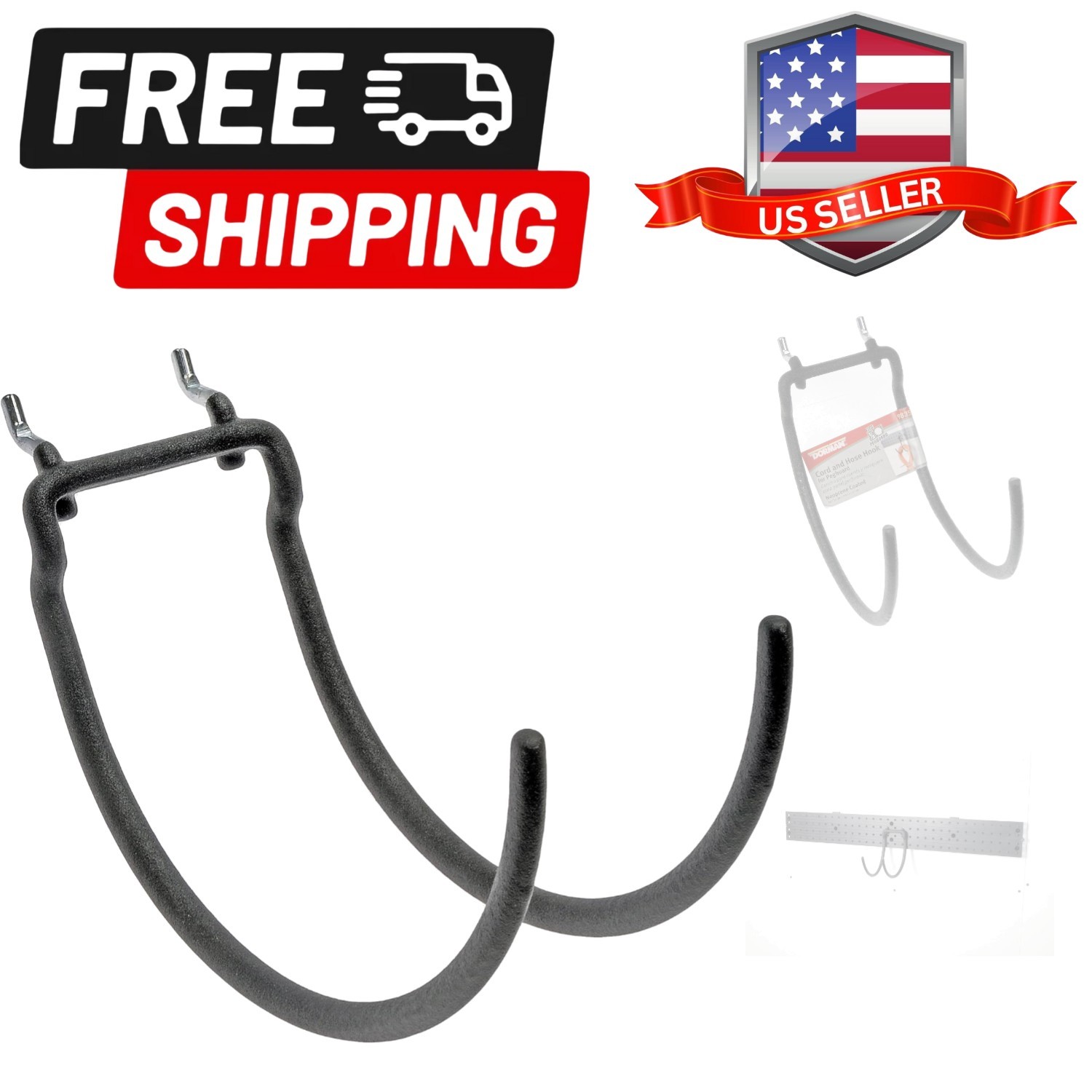 Hardware 4-9835 Coated Curved Cord & Hose Hook for 1/4" Pegboard