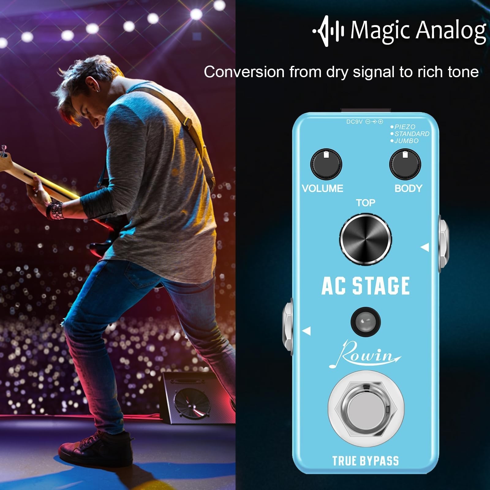Rowin Acoustic AC Stage Acoustic Guitar Simulator Pedal